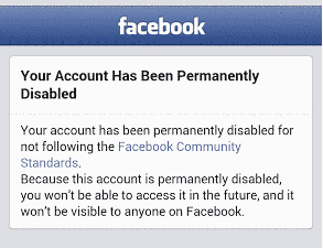 Facebook Account That Was Permanently Disabled
