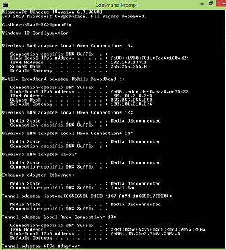 find IP address using CMD