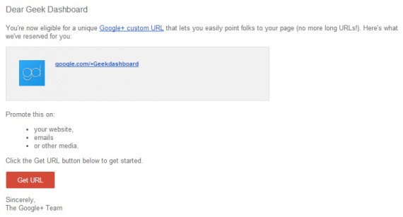 custom URL for your Google+ Page
