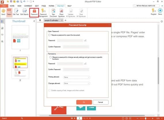 Password Protect PDF Feature