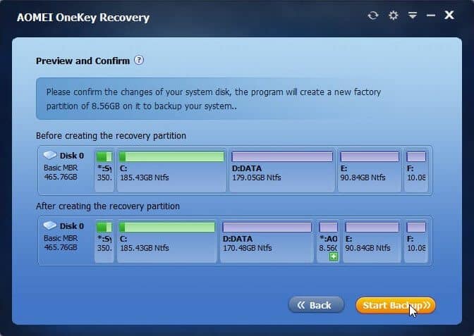 press f11 for aomei onekey recovery