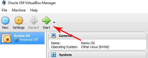 Click Start to boot remix OS virtually