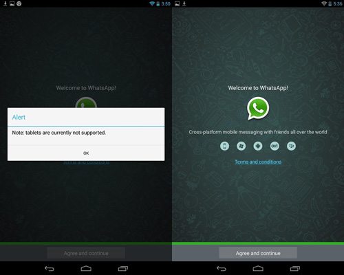 WhatsApp on Tablets