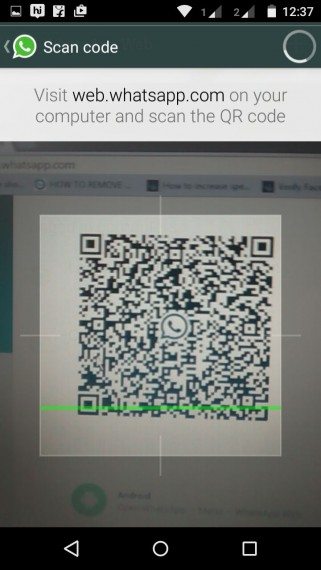 whatsapp web option to scan qr code