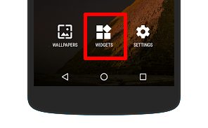 Tap on widgets option